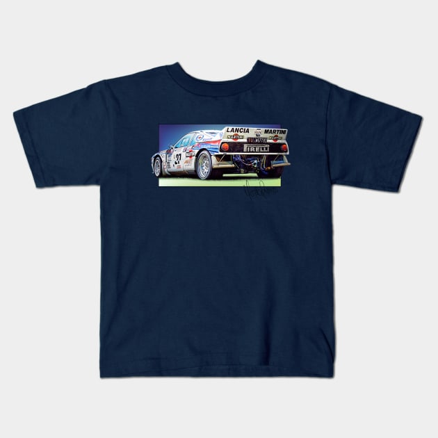 Lancia 037 Group B Kids T-Shirt by Mario Ramos Rally Art